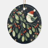 Baby Foto Christmas Mistletoe Robin Wreath Keramik Ornament (Links)