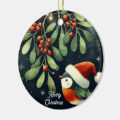 Baby Foto Christmas Mistletoe Robin Wreath Keramik Ornament (Links)