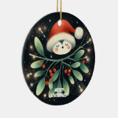 Baby Foto Christmas Mistletoe Robin Wreath Keramik Ornament (Rechts)