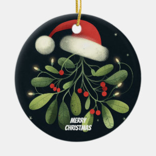 Baby Foto Christmas Mistletoe Robin Wreath Keramik Ornament