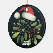 Baby Foto Christmas Mistletoe Robin Wreath Keramik Ornament (Links)