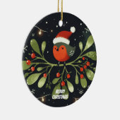 Baby Foto Christmas Mistletoe Robin Wreath Keramik Ornament (Rechts)