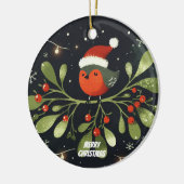 Baby Foto Christmas Mistletoe Robin Wreath Keramik Ornament (Links)