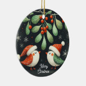 Baby Foto Christmas Mistletoe Robin Wreath Keramik Ornament (Rechts)