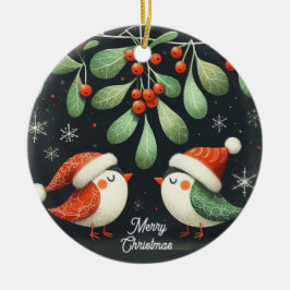 Baby Foto Christmas Mistletoe Robin Wreath Keramik Ornament