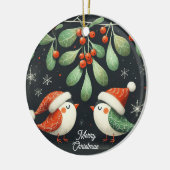 Baby Foto Christmas Mistletoe Robin Wreath Keramik Ornament (Links)