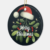 Baby Foto Christmas Mistletoe Robin Wreath Keramik Ornament (Links)