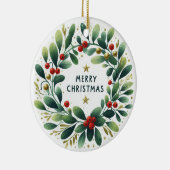 Baby Foto Christmas Mistletoe Wreath Keramik Ornament (Rechts)