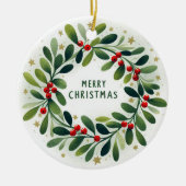 Baby Foto Christmas Mistletoe Wreath Keramik Ornament (Vorne)