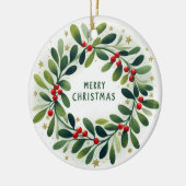 Baby Foto Christmas Mistletoe Wreath Keramik Ornament (Links)