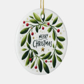 Baby Foto Christmas Mistletoe Wreath Keramik Ornament (Rechts)