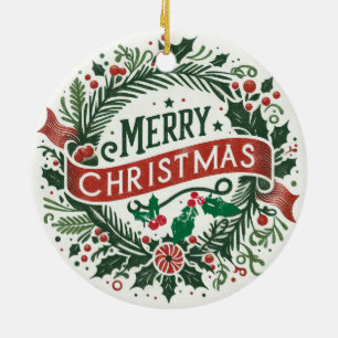 Baby Foto Christmas Mistletoe Wreath Keramik Ornament