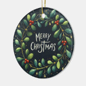 Baby Foto Christmas Mistletoe Wreath Keramik Ornament (Links)