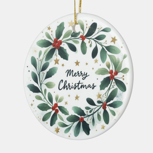 Baby Foto Christmas Mistletoe Wreath Keramik Ornament (Links)