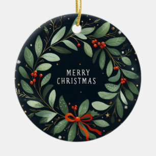 Baby Foto Christmas Mistletoe Wreath Keramik Ornament
