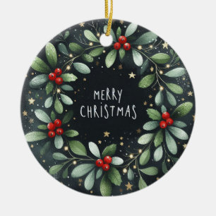 Baby Foto Christmas Mistletoe Wreath Keramik Ornament