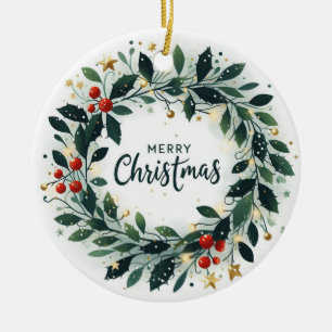 Baby Foto Christmas Mistletoe Wreath Keramik Ornament