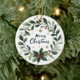 Baby Foto Christmas Mistletoe Wreath Keramik Ornament