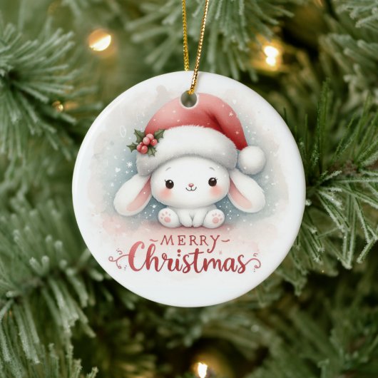 Baby Foto Christmas Niedlich Bunny Keramik Ornament (Baum)