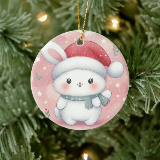 Baby Foto Christmas Niedlich Bunny Keramik Ornament (Baum)