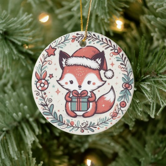 Baby Foto Christmas Niedlich Fox Keramik Ornament (Baum)