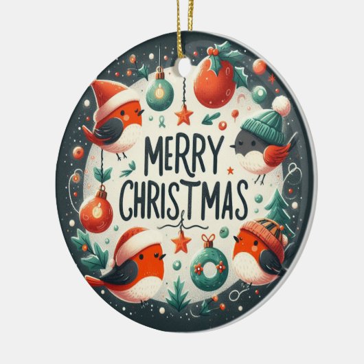 Baby Foto Christmas Niedlich Robins Keramik Ornament (Links)