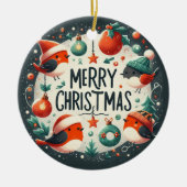 Baby Foto Christmas Niedlich Robins Keramik Ornament (Vorne)