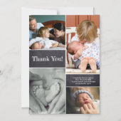 Baby Foto Collage Danke Geburtserklärung Magneteinladung (Vorderseite)