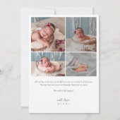 Baby Foto Collage Elegant Name Script Birth Ankündigung (Rückseite)