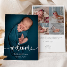 Baby Foto Collage Elegant Name Script Birth