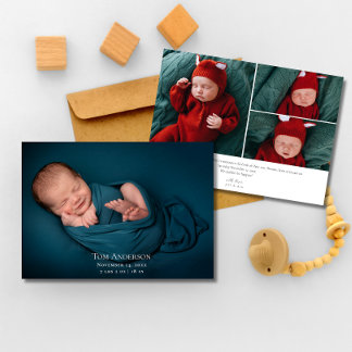Baby Foto Collage Elegant Name Script Birth Anno Ankündigung