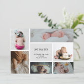 Baby Foto Collage Keepsake Name Birth Date Ankündigung (Stehend Vorderseite)
