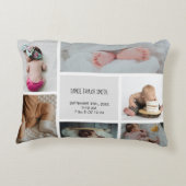 Baby Foto Collage Keepsake Name Birth Date Dekokissen (Rückseite)