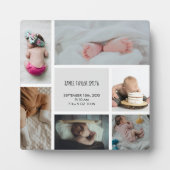 Baby Foto Collage Keepsake Name Birth Date Fotoplatte (Vorderseite)