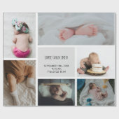 Baby Foto Collage Keepsake Name Birth Date Geschenkpapier (Flach)