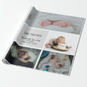 Baby Foto Collage Keepsake Name Birth Date Geschenkpapier (Ungerollt)