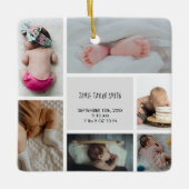 Baby Foto Collage Keepsake Name Birth Date Keramikornament (Vorderseite)