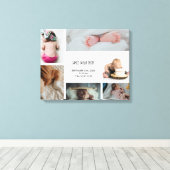 Baby Foto Collage Keepsake Name Birth Date Leinwanddruck (Insitu (Holzboden))