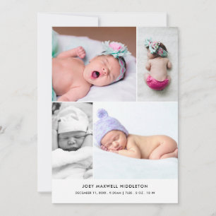 Baby Foto Collage Moderne Geburtsankündigung Ankündigung