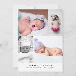 Baby Foto Collage Moderne Geburtsankündigung Ankündigung