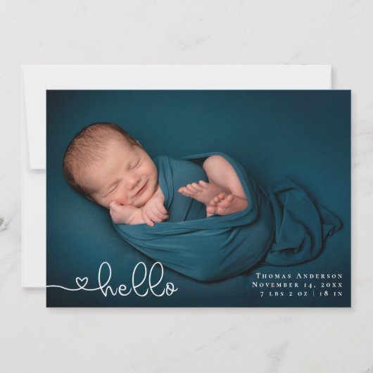 Baby Foto Collage Moderne Herzkalligraphie Geburt Ankündigung (Vorderseite)