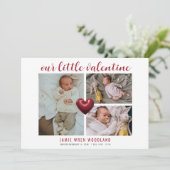 Baby Foto Collage Valentine's Geburtsankündigung (Stehend Vorderseite)