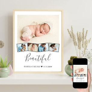 Baby-Foto-Collage Zickzack-Bildstreifen Benutzerde Poster