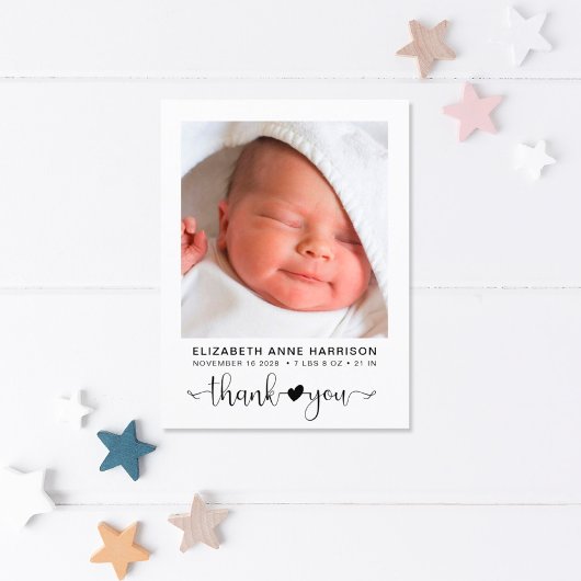 Baby Foto Danke, Birth Ankündigungspostkarte