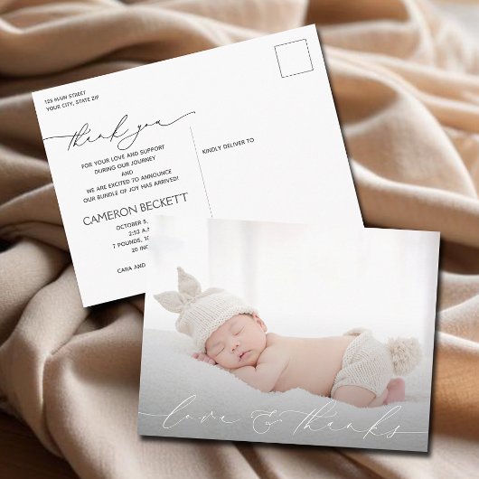 Baby Foto Danke, Birth Ankündigungspostkarte