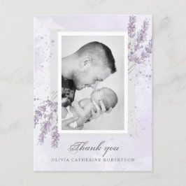 Baby Foto danke Ihnen Lavendel Geburtsankündigung  Postkarte