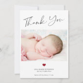 Baby Foto danken Ihnen für die einfache Skriptgebu Ankündigung (Vorderseite)