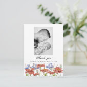 Baby Foto dankt Wildblume Geburtsankündigung Postkarte (Stehend Vorderseite)