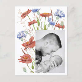 Baby Foto dankt Wildblume Geburtsankündigung Postkarte