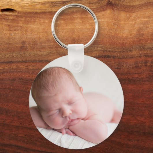 Baby Foto Elegant Mint Green Geburtserklärung Schlüsselanhänger (Rückseite)